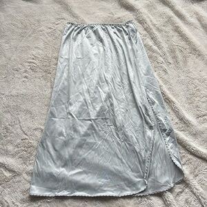 Vintage Baby Blue Slip Skirt Size M | Y2K Lingerie Satin Cottagecore